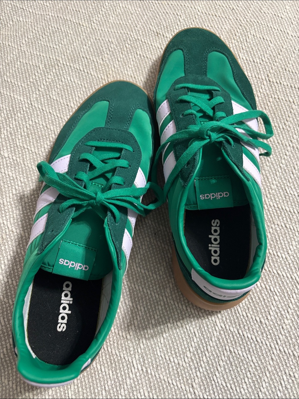 adidas Green Women's Classic Sneakers with White Stripes